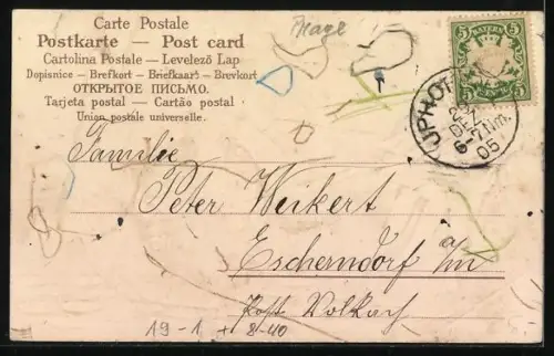 Lithographie Kinder ziehen ein Rad über eine Strasse mit Münzen