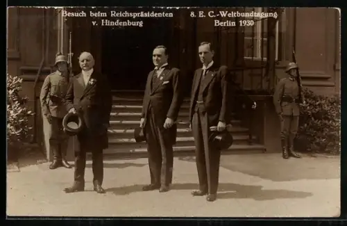 AK Berlin, E. C.-Weltbundestagung Berlin 1930, Besuch beim Reichspräsidenten v. Hindenburg