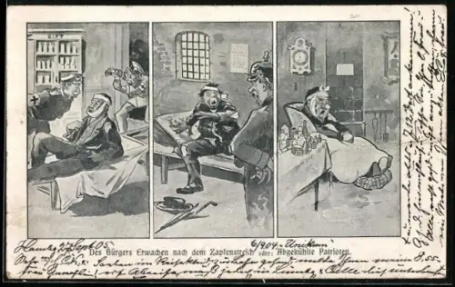 Künstler-AK Altona, Des Bürgers Erwachen nach dem Zapfenstreich