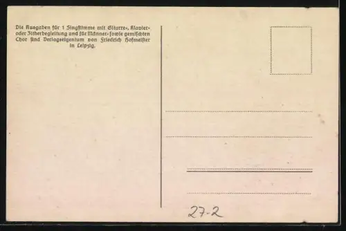 Lied-AK Anton Günther Nr. 44: Liedtext und Musiknote Himmelschlüsseln, blüh!