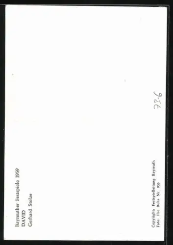 AK Bayreuth, Bayreuther Festspiele 1959, Gerhard Stolze in David