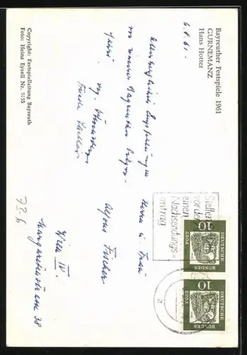 AK Bayreuth, Bayreuther Festspiele 1959, Hans Hotter in Gurnemanz