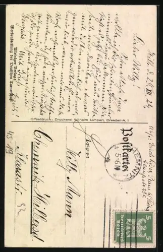 Künstler-AK Wanderer mit Wanderstock, Deutsche Turnerschaft