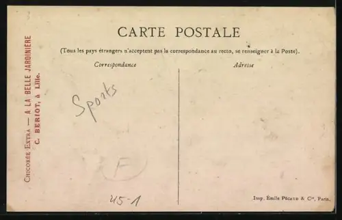 AK Le Polo, Polospieler zu Pferde, Pferdesport, Reklame für Chocolat Lombart