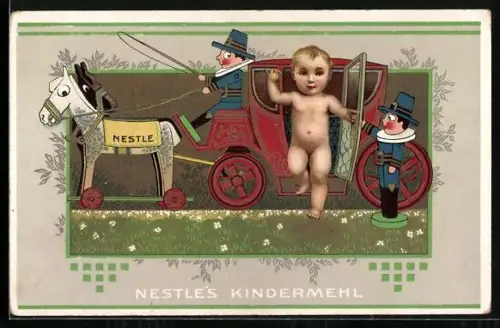 Lithographie Farina Lattea Nestlé, Holzspielzeug, Reklame