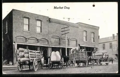 AK Market Day, Riesiges Gemüse auf Karren