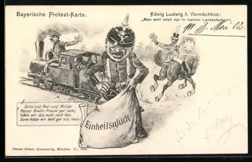 AK Bayerische Protest-Karte, König Ludwig II. Vermächtnis
