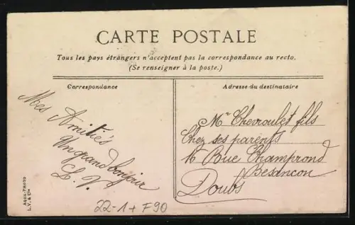 AK Belfort, La Synagogue, Blick auf Synagoge und Seitenstrasse