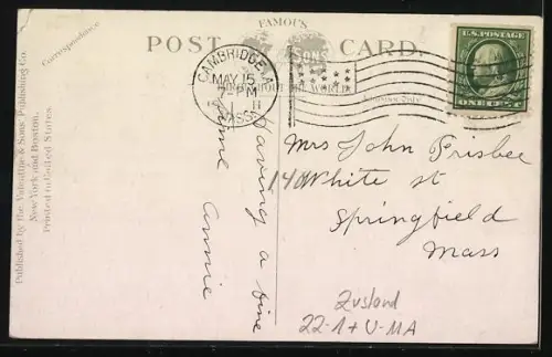 AK Boston, MA, Synagoge in der Strassenansicht