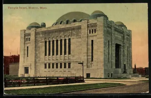AK Boston, MA, Synagoge in der Strassenansicht