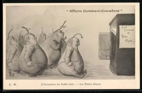 AK Affaire Humbert, L`Ouverture du Coffre-Fort, An der Affaire Beteiligte in Birnenform