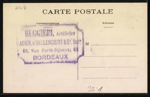 AK Paris, Reklame, Ruggiere Artificier, Aubin Père & Fils, Rue d`Amsterdam