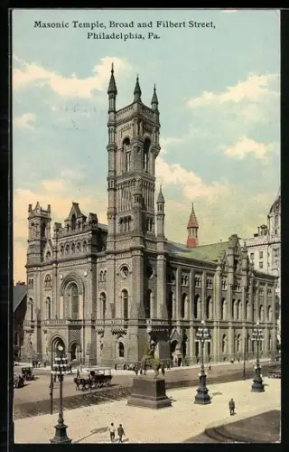 AK Philadelphia, PA, Masonic Temple, Broad and Filbert Street