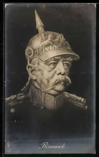 AK Reichskanzler Bismarck, Antlitz aus verschiedenen Figuren zusammengesetzt
