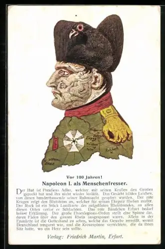 AK Napoleon als Menschenfresser, optische Täuschung