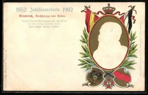 AK Grossherzog Friedrich von Baden, Jubiläumskarte 1902