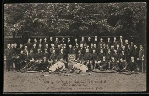 AK Berloin, 25. Stiftungsfest der Turngemeinde 1905, Gruppenfoto der Männer-Abteilung