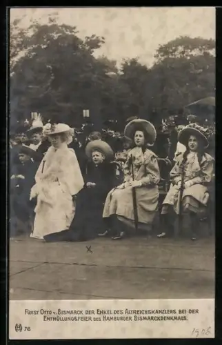 AK Der Enkel des Altreichskanzlers Fürst Otto von Bismarck bei der Enthüllung des Hamburger Bismarckdenkmals