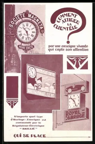 AK Paris, Société Magneta, Uhren-Reklame