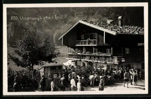 Foto-AK Thiersee, Gasthaus Ursprungskirta in Tyrol