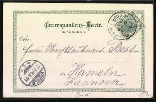 Lithographie Scharfling, Scharfling gegen den Schafberg, Jäger mit erlegter Gemse