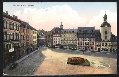 AK Glauchau i. Sa., Blick auf den Markt