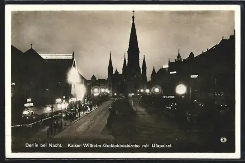 AK Berlin-Charlottenburg, Kaiser-Wilhelm-Gedächtniskirche mit Ufa-Palast