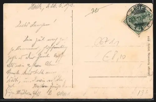 AK Zeitz, Auebrücke, Blick auf die Stadt