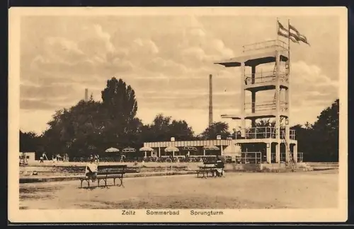 AK Zeitz, Sommerbad mit Sprungturm