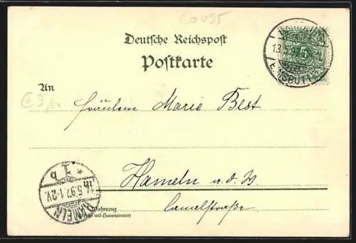 Lithographie Hamburg, Alsterpartie mit Booten, Fährhaus Uhlenhorst