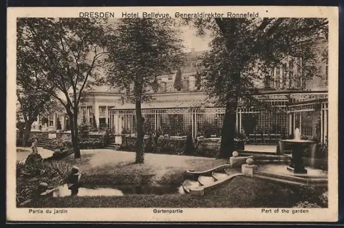AK Dresden, Hotel Bellevue, Inh. Ronnefeld, Gartenpartie
