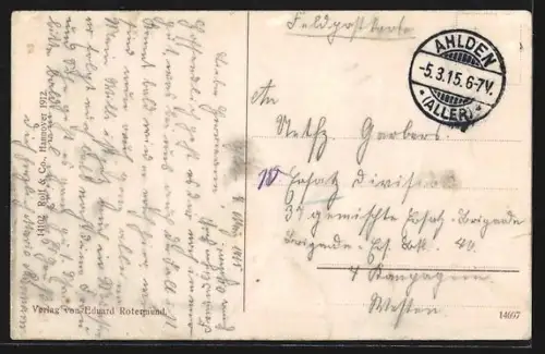 AK Ahlden a. d. Aller, Familie vor einem Fachwerkhaus