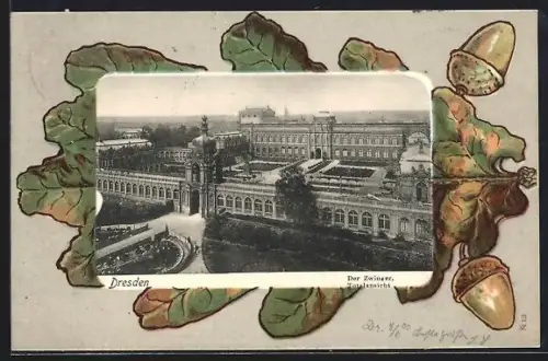 AK Dresden, Blick auf den Zwinger, Passepartout
