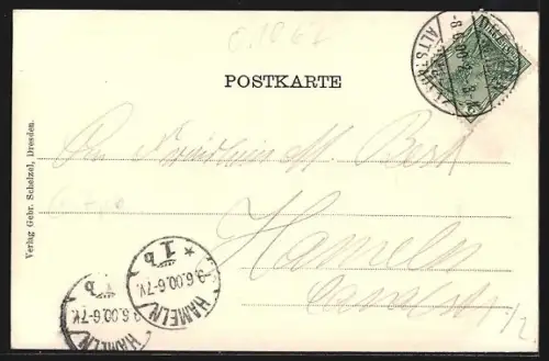 AK Dresden, Blick auf den Zwinger, Passepartout