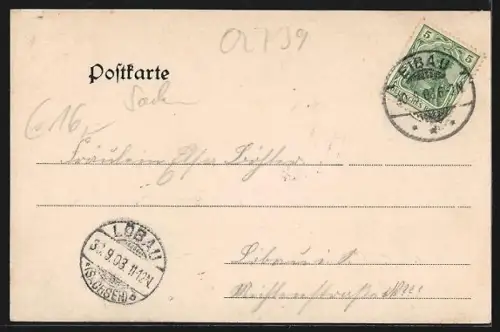 AK Walddorf i. S., Strassenpartie mit Wohnhaus und Kirche