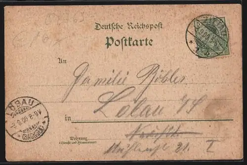 Lithographie Zittau, Brunnen im Weinaupark