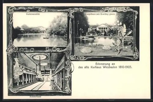 Passepartout-AK Wiesbaden, Altes Kurhaus (1810-1903) mit Konzertsaal