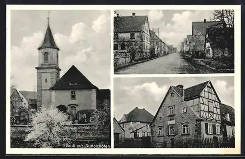AK Rudolzhofen, Kirche, Hauptstrasse, Fachwerkhaus