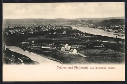AK Coblenz, Coblenz u. Pfaffendorf, Ansicht vom Rittersturz