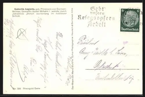 AK Koblenz, Denkmal der Kaiserin Augusta