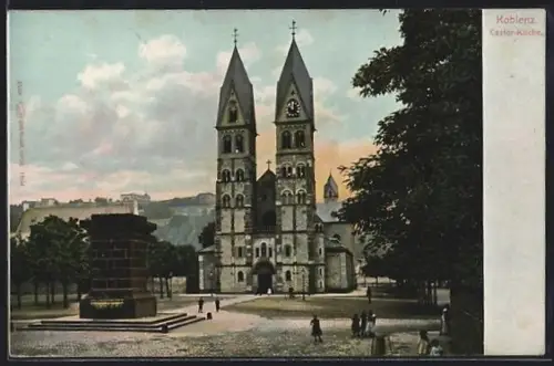 AK Koblenz, Castor-Kirche, Backstein-Sockel