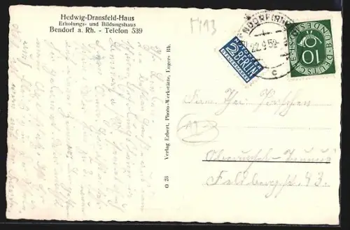 AK Bendorf a. Rh., Hedwig-Dransfeld-Haus von oben