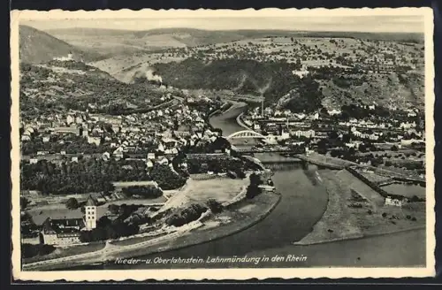 AK Lahnstein, Rheinpanorama mit Ober- und Niederlahnstein