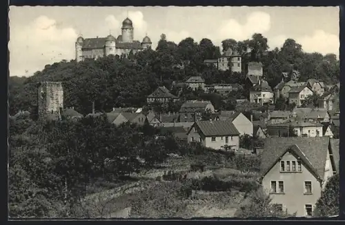 AK Montabaur /Westerwald, Teilansicht mit Schloss u. Wolfsturm