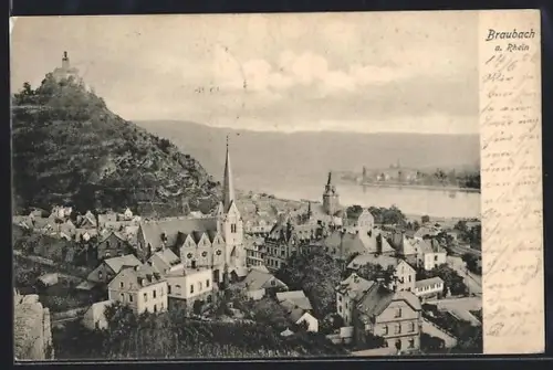 AK Braubach /Rh., Totalansicht mit Rheinblick