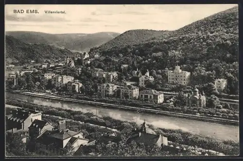AK Bad Ems, Villenviertel aus der Vogelschau