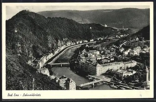 AK Bad Ems, Totalansicht, Lahnaufwärts