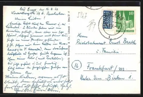 AK Bad Ems, Totalansicht, Lahnaufwärts