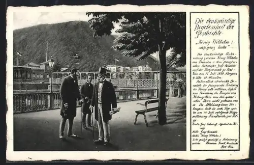 AK Die denkwürdige Begebenheit der Geschichte, Kaiser Wilhelm I. bei Unterredung mit dem franz. Botschafter