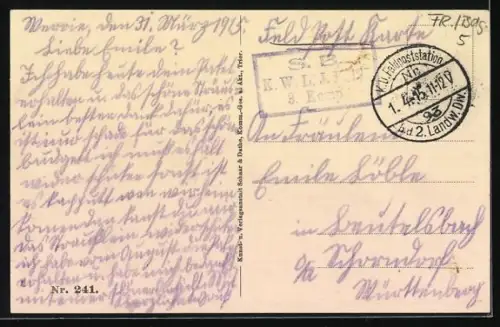 AK Véry, Ruines après la destruction avec soldats et canon